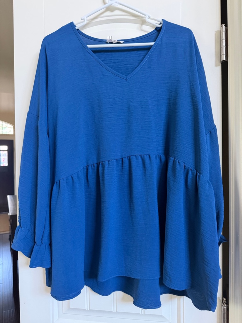 Chic Soul V-Neck Peplum Tunic in Royal Blue